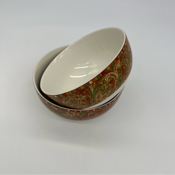 222 Fifth Maharana Bowl Set 2 Multicolor Paisley Holiday Kitchen Decor - Picture 11 of 11